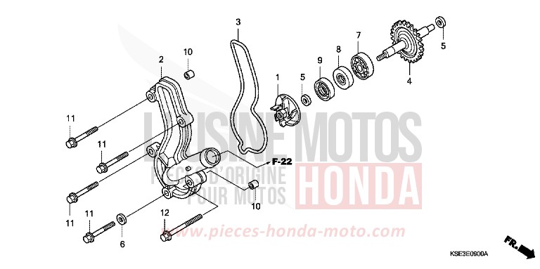WATER PUMP for CRF150R "Big wheels" EXTREME RED (R292) from 2009